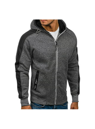Dtydtpe 2024 Clearance Sales, Zip Up Hoodie Men's Solid Color Personality  Dark Style Full Body Zipper Long Hooded Sweater Jacket Hoodies for Men 