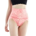 thumbnail image 1 of Shakumy Nylon Granny Panties Women Sexy Shapewear Lace High Waisted Underwear Embroidered Mesh Sheer Eatable Panties Underpants Pink X-Large, 1 of 5