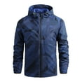 thumbnail image 1 of Shakumy Outdoor Men Jacket Men's Fall Shrinkable Hooded Jacket Thin Outdoor Windproof Irregular Light Zip Fleece Men Blue 4X-Large, 1 of 3