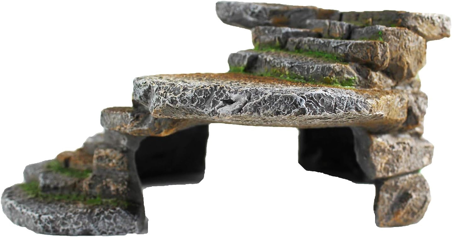 Shale Cave and Step Ledge Aquatic Ornament, Multi-Tiered Durable Resin ...