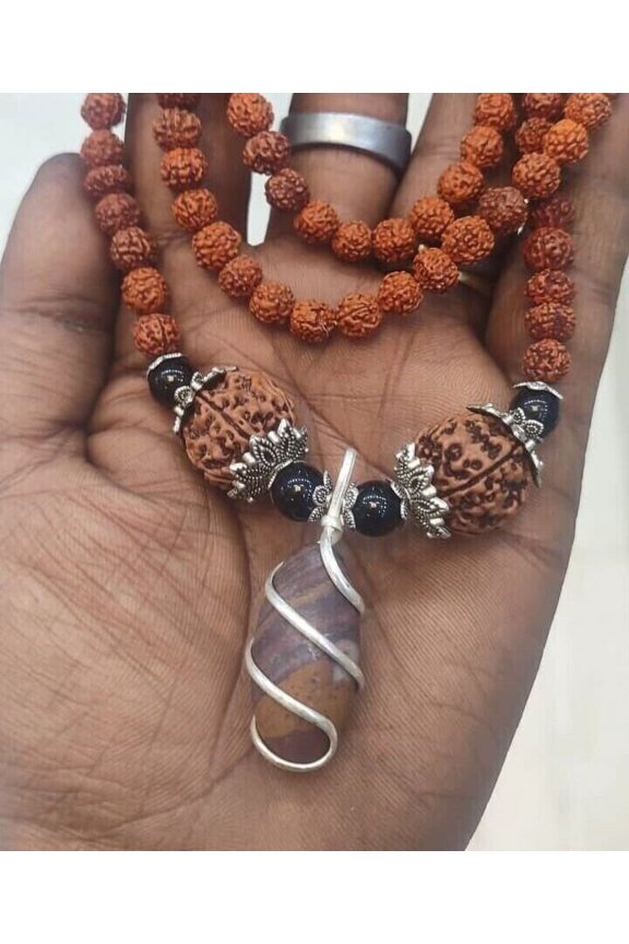 Shaligram plus Rudraksh Protection Pendant Mala GOOD LUCK PROTECTION