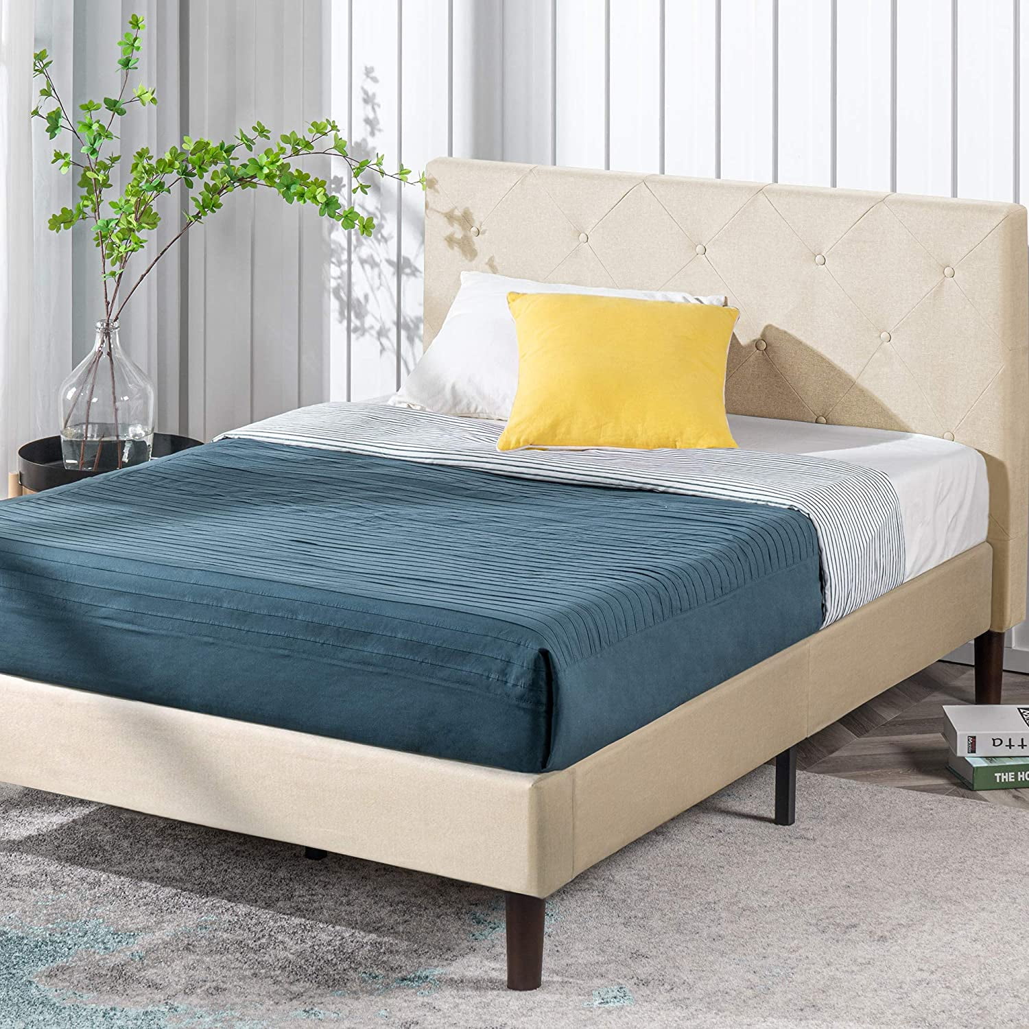 Shalini Upholstered Platform Bed Frame / Mattress Foundation / Wood ...