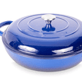 thumbnail image 1 of Shallow Cast Iron Casserole with Lid – Non Stick Dutch Oven Pot, Oven Safe up to 500° F – Sturdy Ovenproof Stockpot Cookware – Enamelled Cooking Pot – Dark Blue, 5-Quart, 32cm, 1 of 5