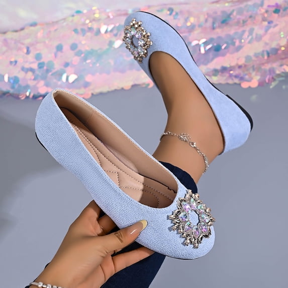 Shallow Cut Rhinestone Comfortable Women's Casual & Dress Shoes Daily Wear Spring Summer Plus Size Office Work Blue 6
