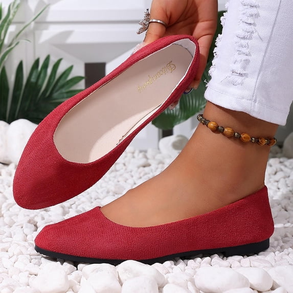 Shallow Cut Women's All Day Wear Dress Shoes Comfortable Plus Size Office Work Daily Wear Spring Summer Red 6.5