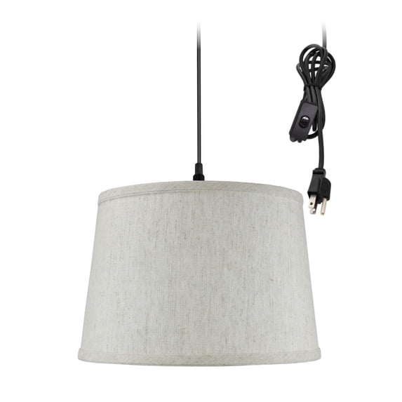 Shallow Drum 1 Light Swag Plug-In Pendant Hanging Lamp 10x12x8 Textured
