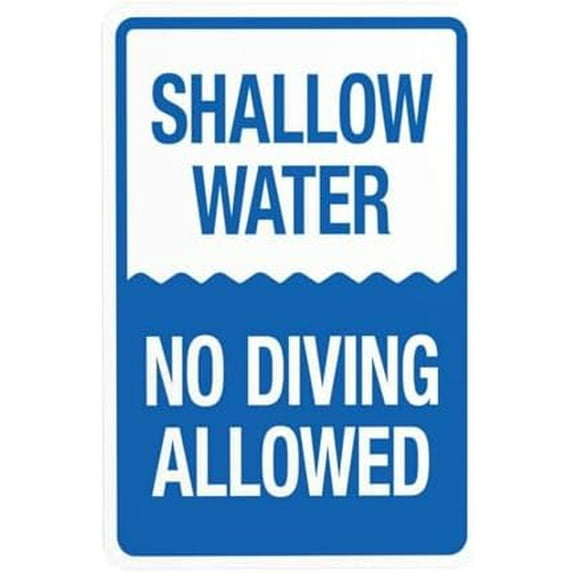 Shallow Water No Diving Allowed Warning Sign, Pool Rules Metal Signs for Business Home Outdoor Indoor Road Yard Garage Street Wall Caution Custom Decor 8 x 12 Inch