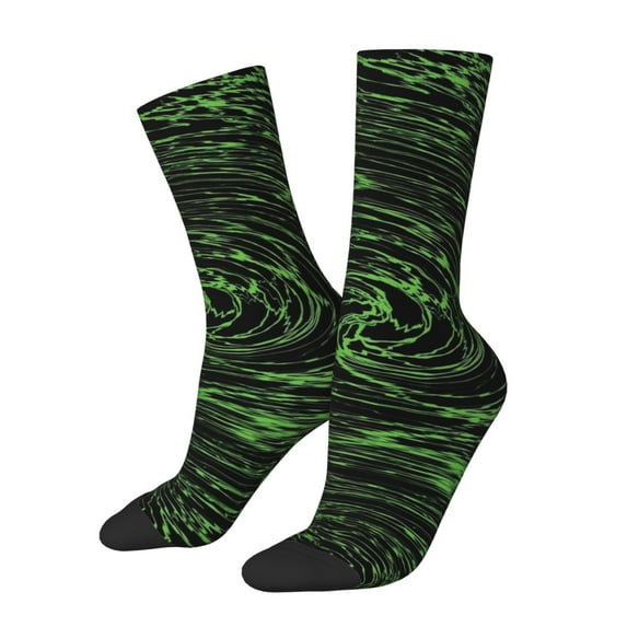 Shallow Water Socks Green Vortex Print Trendy Stockings Breathable Outdoor Socks Spring G