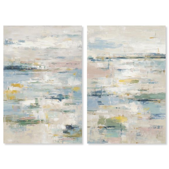 Shallow Waters Abstract Duo Canvas Print Calming Wall Decor by Art Remedy, Gallery Wrapped, 10 x 15