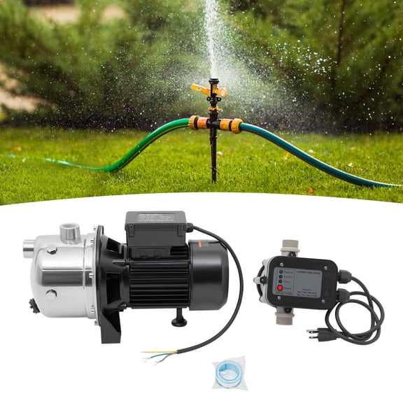 Shallow Well Pump, Garden Jet Pump, 1.5 HP 115V, Sprinkler Booster Jet Pumps with Automatic Controller for Garden Lawn Irrigation System, Water Transfer