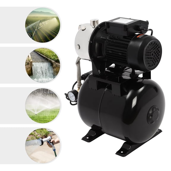 Shallow Well Pump with Pressure Tank, Irrigation Water Pump, Water Pump Booster System for Home, Farm, Pool