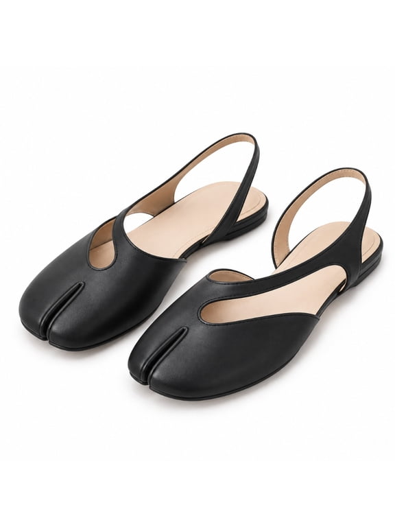 Shallow mouth one-word with pig's trotters split-toe shoes women's shoes summer new commuting wear breathable rear strap Mary Jane single shoes