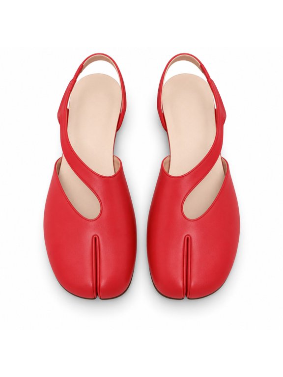 Shallow mouth one-word with pig's trotters split-toe shoes women's shoes summer new commuting wear breathable rear strap Mary Jane single shoes