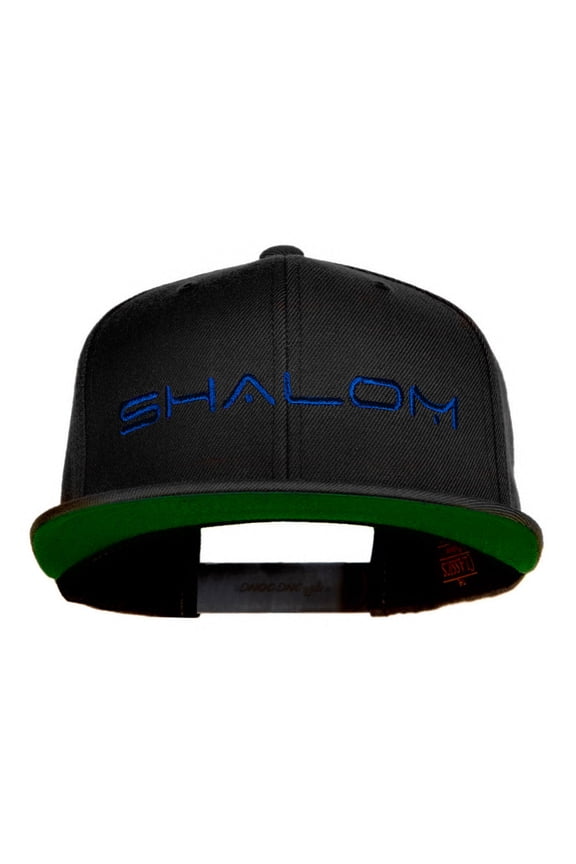 Shalom Embroidered Wool Blend Snapback Cap - Black OSFM