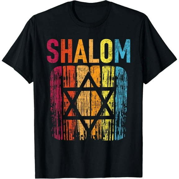 Shalom - Retro Star Of David Jewish Peace Hebrew Israelites T-ShirtMen and women, Black T-shirt, size: Extra large
