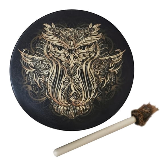 Shaman Drum Tree of Life Siberian Vegetarian Shaman Drum Sound Healing Tool Hand Decorative Music Lover Frame Drum Craft 10 Inch