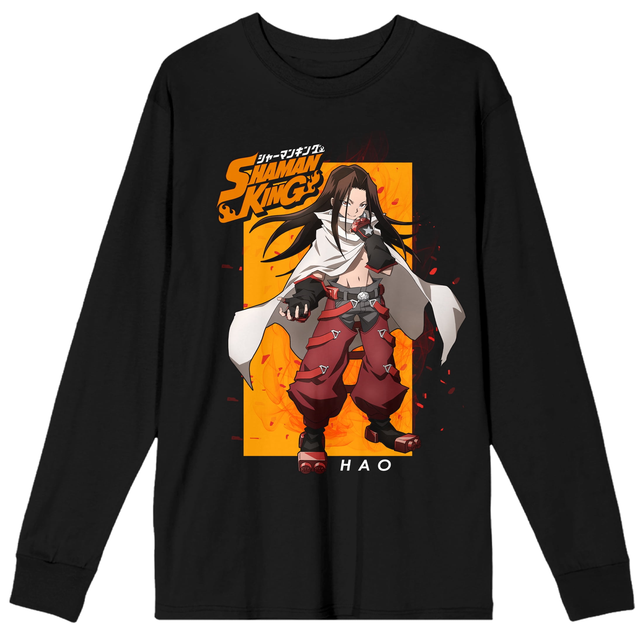 Shaman King Hao Asakura Crew Neck Long Sleeve Men's Black Tee