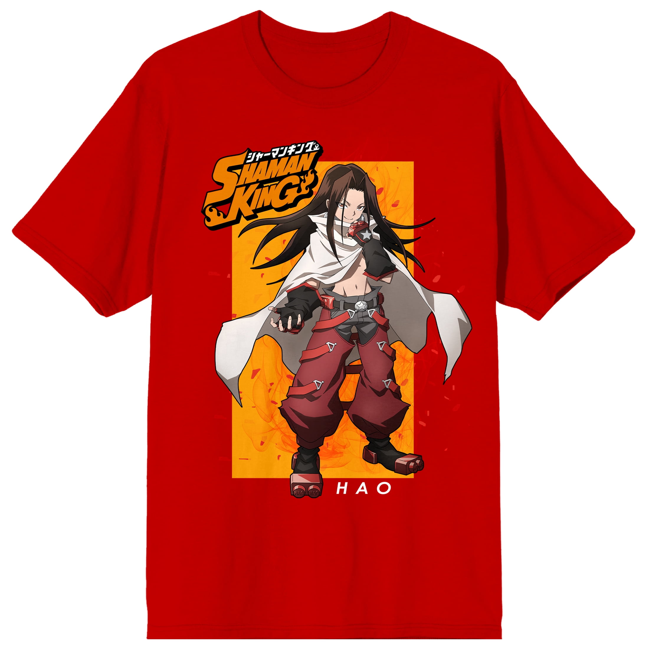 SHAMAN KING シャーマンキング ハオ Tシャツ Shaman King Hao Asakura Crew Neck Short Sleeve Red Men's T-shirt