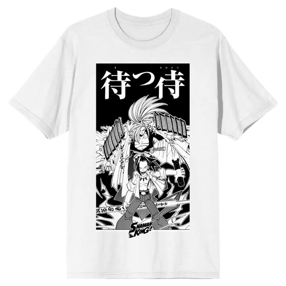 Shaman King Samurai & Japanese Characters Crew Neck Short Sleeve Men's White T-shirt-Large