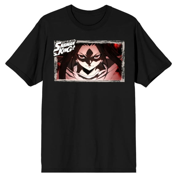Shaman King Yoh Close Up Crew Neck Short Sleeve Men's Black T-shirt-6XL