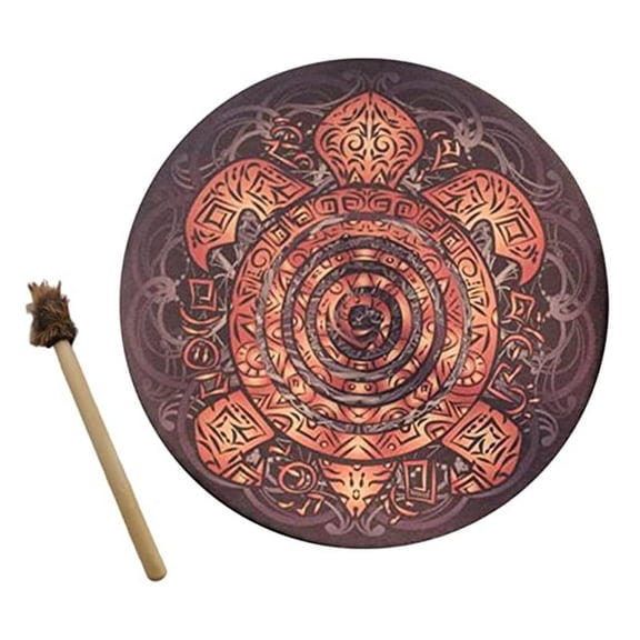 Shamanic Drums, 10-Inch Tree Decorative Design with Drumsticks, Sound Healer Shamanic Drums for Spiritual Music