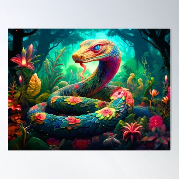 Shamanic Energy Medicine: The Great Serpent Sachamama Poster Wall Art, Modern Wall Decor For Living Room Bedroom, 8x12 UNFRAMED
