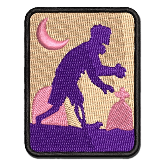 Shambling Zombie Monster Halloween Applique Multi-Color Embroidered Iron-On Patch - 2.0 Inch Mini