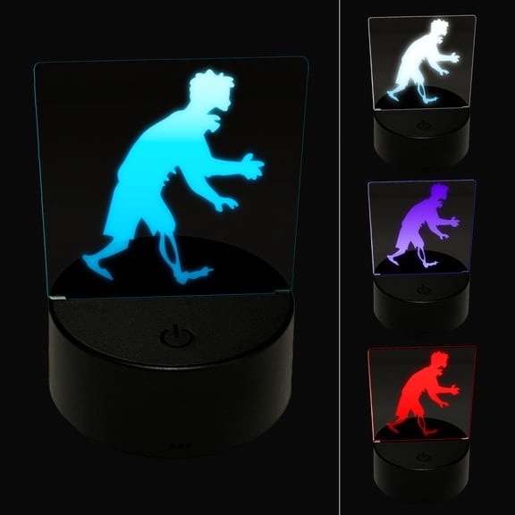 Shambling Zombie Monster Halloween LED Night Light Sign 3D Illusion Desk Nightstand Lamp