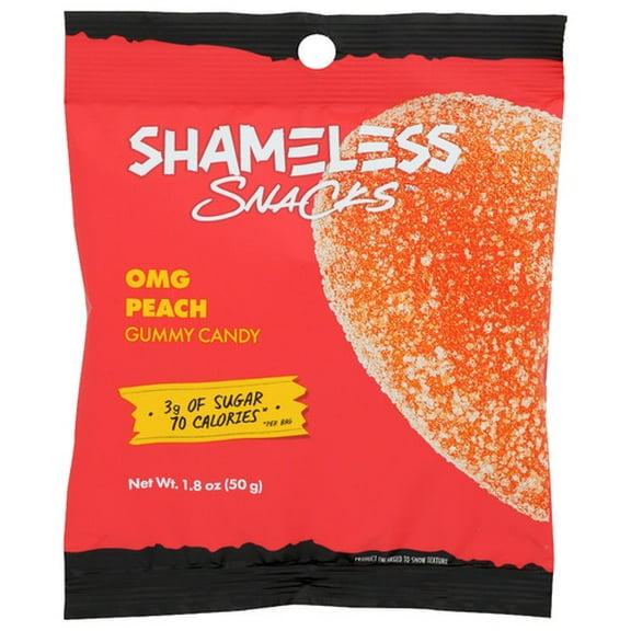 Shameless Snacks Sour Gummy Peach 1.8 oz (Pack Of 12)