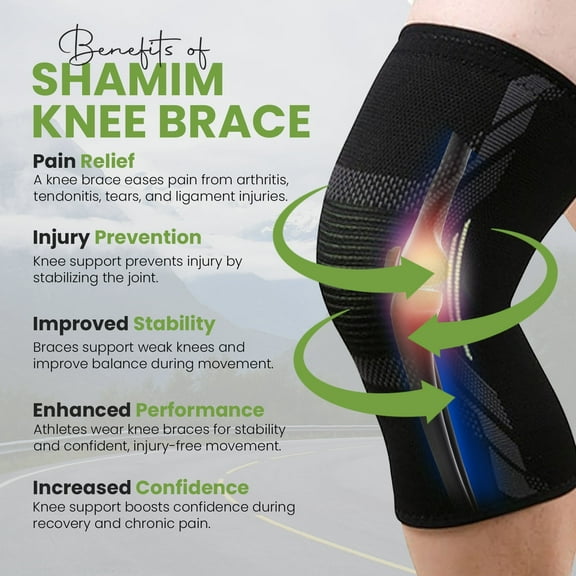 Shamim Sports Knee Compression Sleeve for Pain Relief, Black 2-Pack