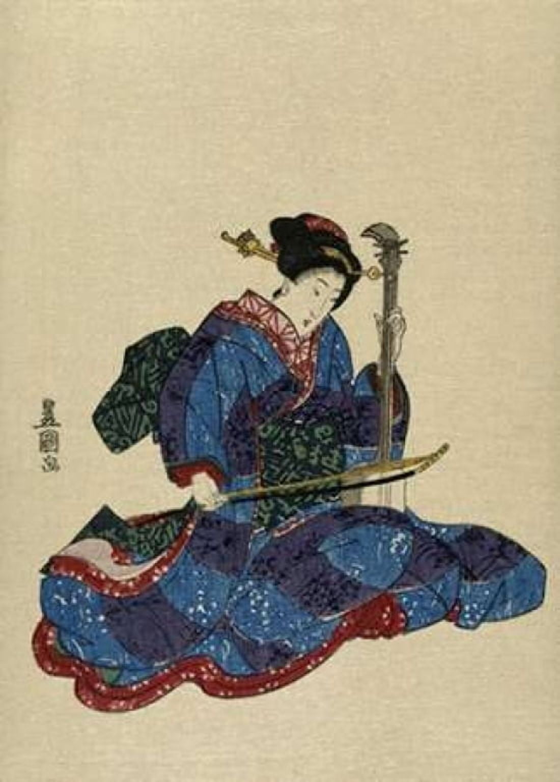 Shamisen I Canvas Art - Utagawa Toyokuni (20 x 28)