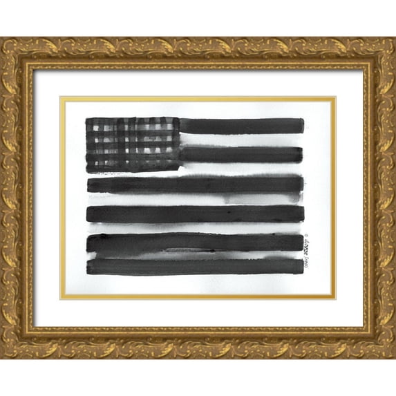 Shamp, Cindy 18x14 Gold Ornate Wood Framed with Double Matting Museum Art Print Titled - Flag I