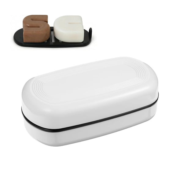 Shampoo Bar and Conditioner Holder Compatible with Kitsch: ABS Plastic Soap Dish with 9 Drainage Holes Mold-Resistant Travel Case & Bathroom Organizer for Solid Shampoo Bars (White)