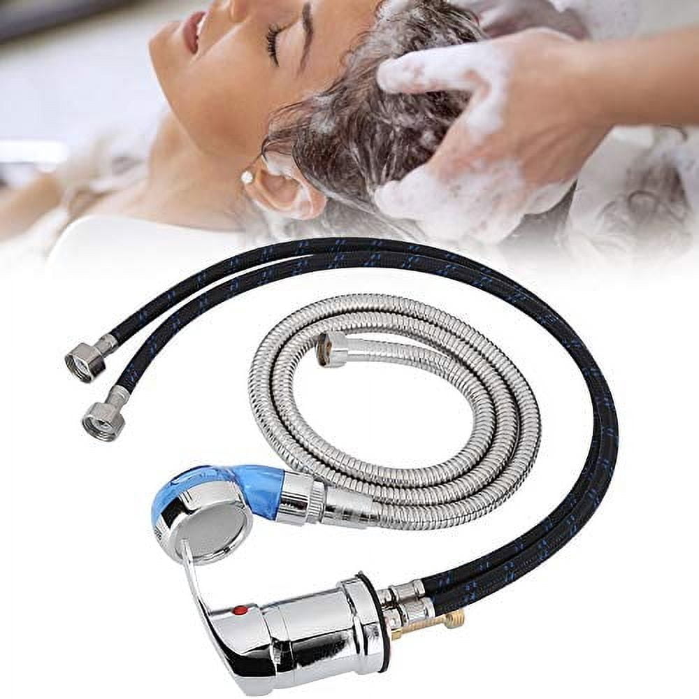 ZJchao Shampoo Bed Faucet Set - 70cm Faucet With Shower Head & 120cm Hose For Salon Hair Washing (Chrome Finish)
