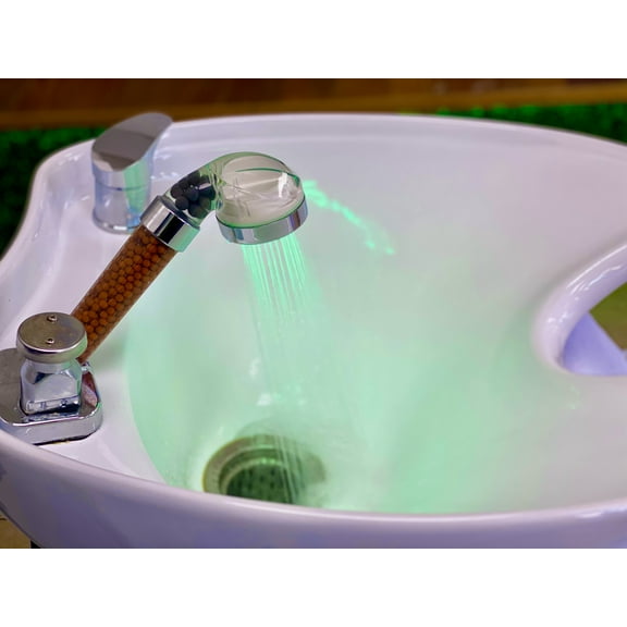 Shampoo Bowl LED Spray Head Color Changing, Salon Shampoo Bowl Spray Head High Pressure, Shower Head Auto Color-changing, Filters for Dry Hair & Frizz