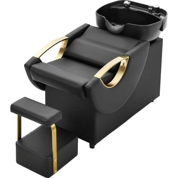 Shampoo Bowl and Chair Set for Salon, Backwash Barber Chair,ABS Plastic Shampoo Bowl Sink Unit W/Independent Footrest for Beauty Spa Barbershop