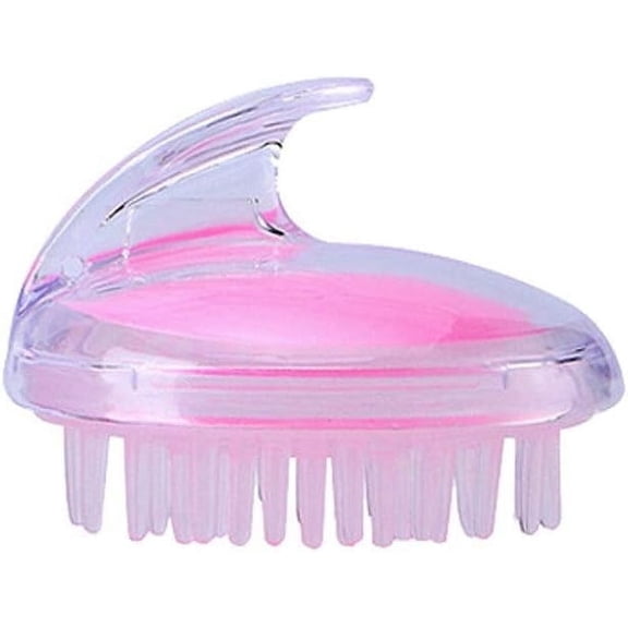 Shampoo Brush Manual Hair Tools Transparent Round Non-Slip Head Cleaning Brush Suitable for Adult Men and Women for Hair Care (Color : Pink, Size : 9x6.8cm)