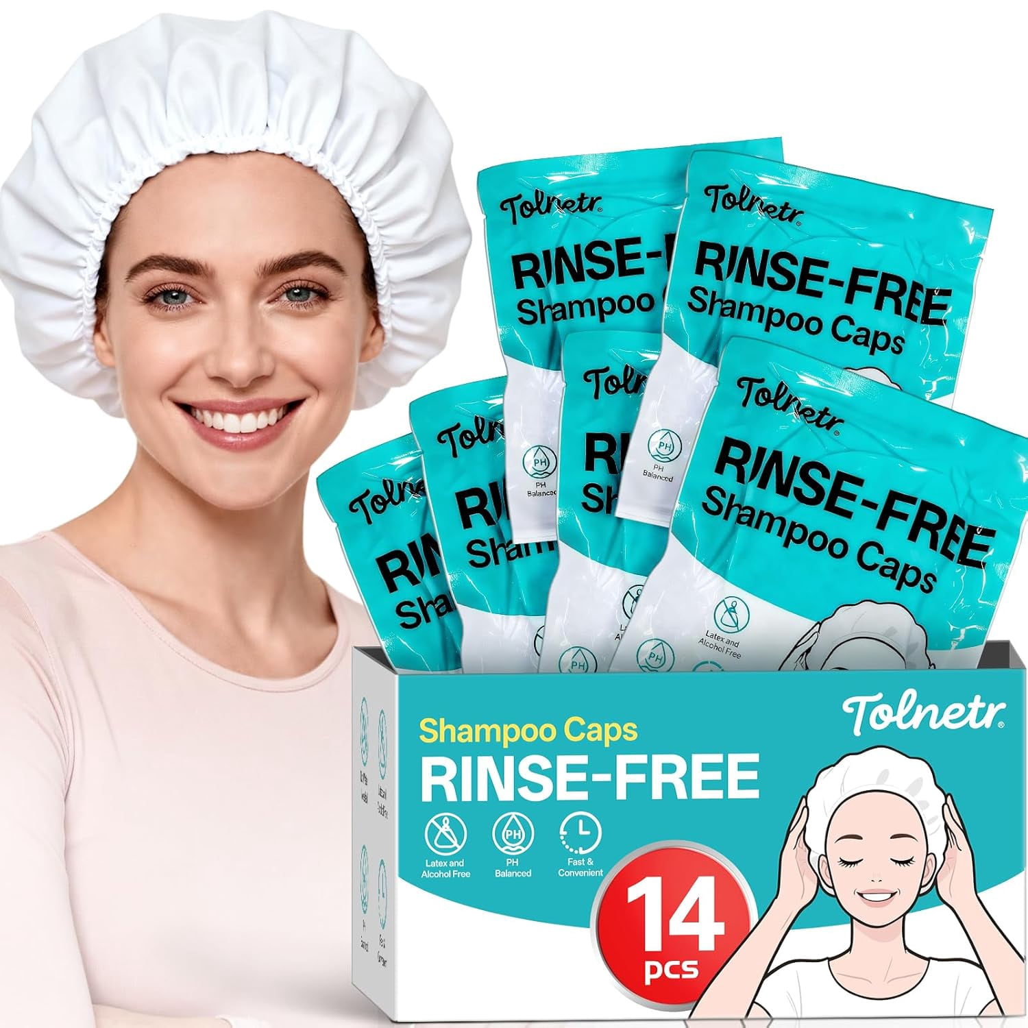 Shampoo Caps No Need Rinse,14 Pack Shampoo Caps for Bedridden Patients ...