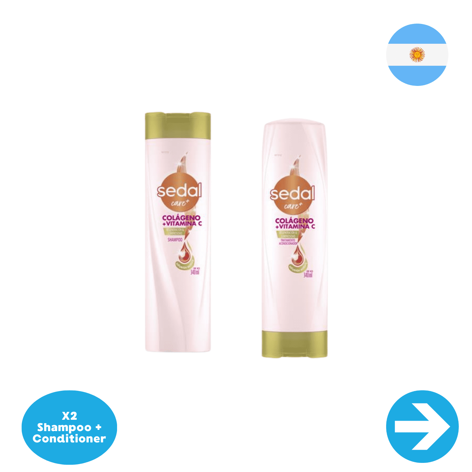 Shampoo + Conditioner Colgeno + Vitamina C Sedal 340 Ml