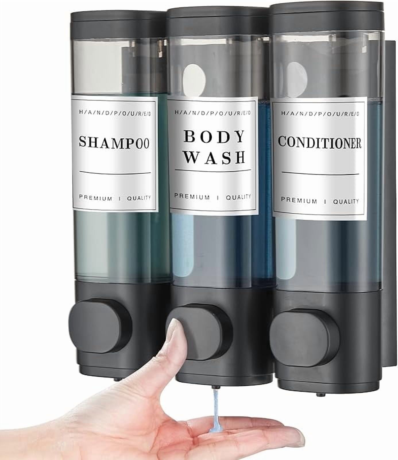 CZQ 3 Chamber Wall-Mounted Shower Dispenser No Drill Large Capacity Bathroom Organizer