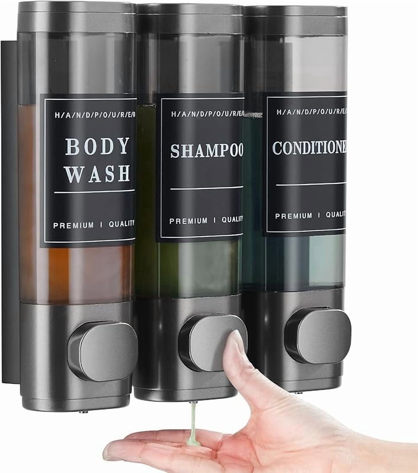 CZQ 3 Chamber Wall-Mounted Shower Dispenser No Drill Large Capacity Bathroom Organizer
