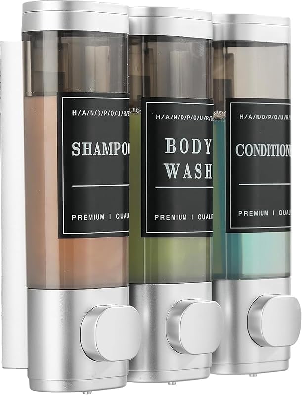 CZQ 3 Chamber Wall-Mounted Shower Dispenser No Drill Large Capacity Bathroom Organizer