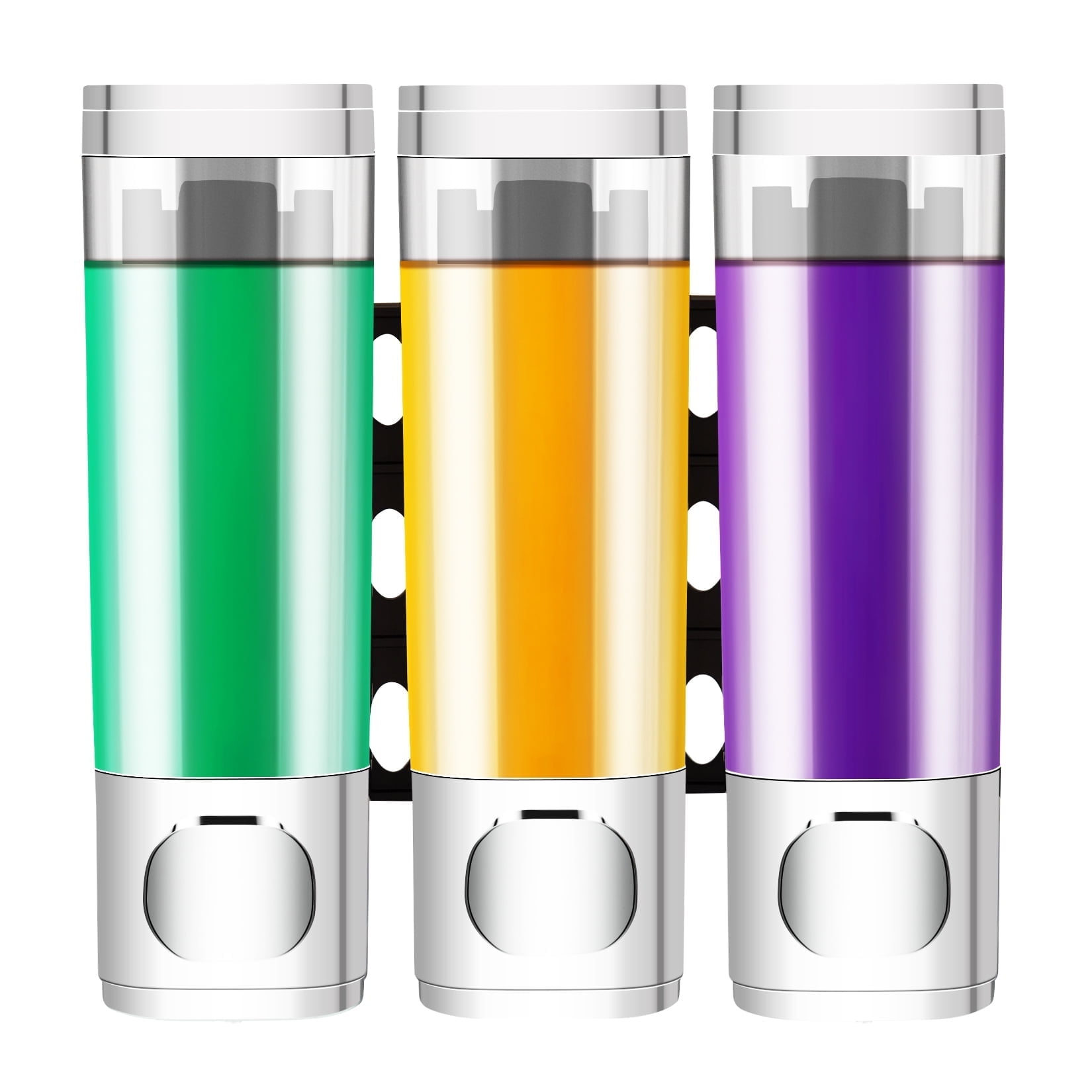 Shampoo Dispenser for Shower, Shower Shampoo Dispenser 3 Chamber, Shower Soap Dispenser Wall Mounted, Suitable for Bathroom, Kitchen, Hotel(Silver)