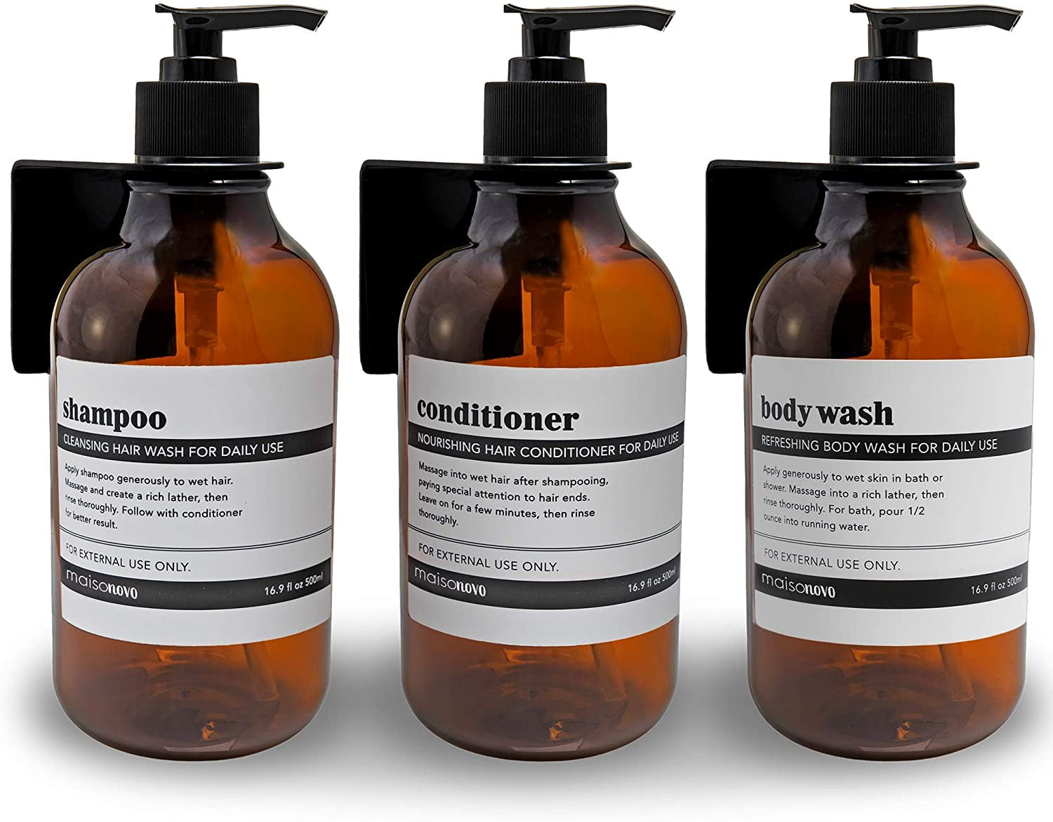 Homicool Soap Dispenser Bathroom Organizer for Shower Wall, 3 Refillable Bottles, Bathroom Shelf, Rustproof, No Drilling Soap Holder with 10 Hooks 