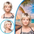 thumbnail image 1 of Shampoo Natural Hair Rose Gold Short Fashion Fully Synthetic Wig for Women with Lace Closures – Wig Cap Built-In Net Frizz and Tangling, 1 of 6