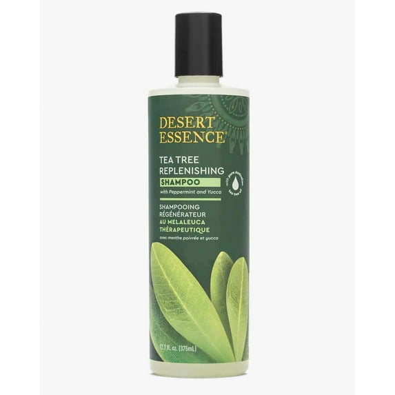 Desert Essence Tea Tree Replenishing Shampoo with Peppermint and Yucca, 12.7 fl oz (375 ml)