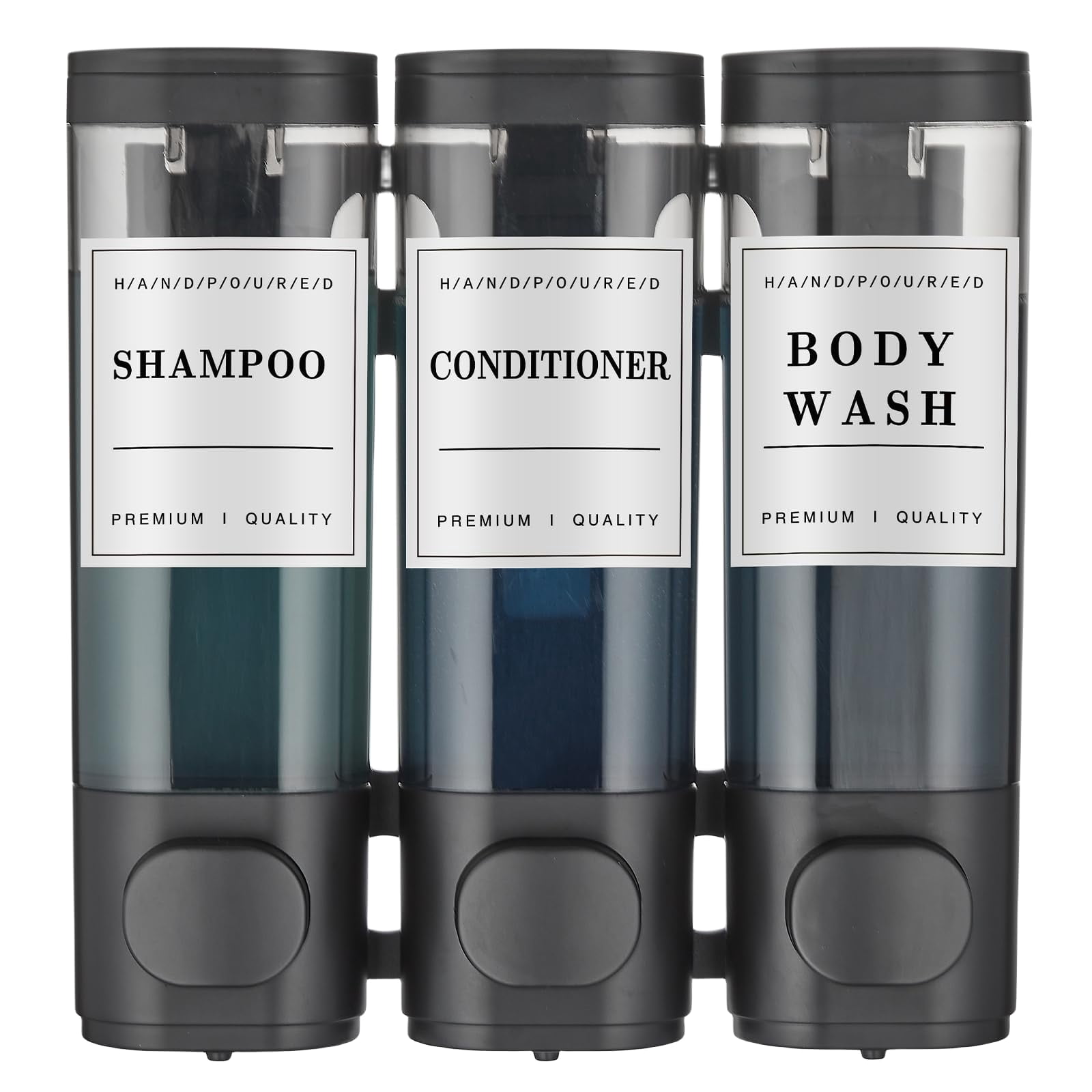 Shampoo and Conditioner Dispenser,Shower Soap Dispenser 3 Chamber No Drill Wall-Mounted Large Capacity