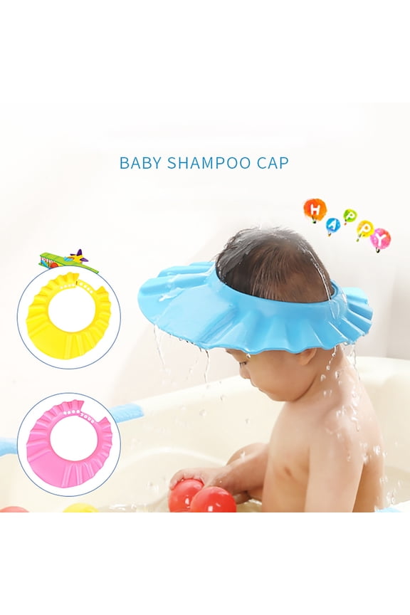 Shampoo for Ba by Ki ds in Bathing Shower Cap Hat Wash for Ki d Soft Waterproof Adjustable Tod dler Multicolor 3Pcs