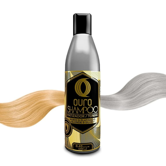 OURO Shampoo Matizador Silver & Blonde with Purple Toner – Blue Toning Shampoo for Daily Blonde Hair Care, 8.45oz