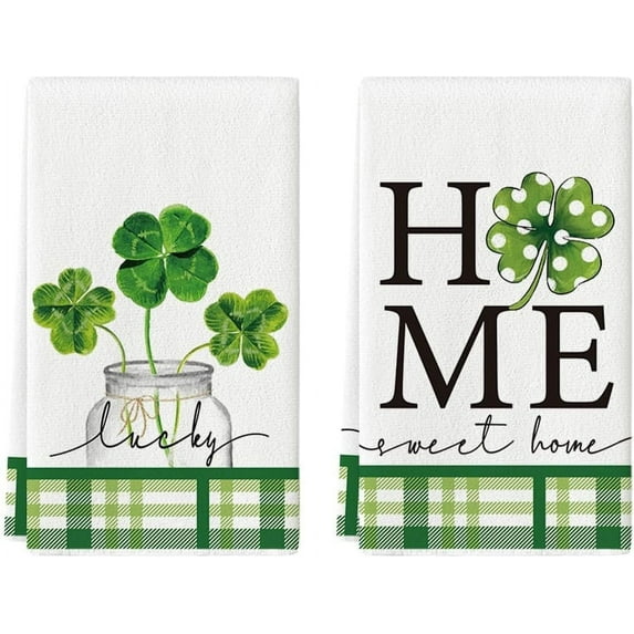 Shamrock Bottle Home St. Patrick''s Day Kitchen Towels Dish Towels, 18x26 Inch Seasonal Decoration Hand Towels Set of 2